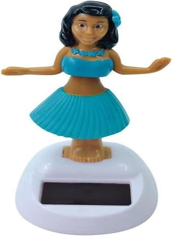 Qintreesify Blue Solar Powered Dancing Hula Girl Dashboard Decorations Swinging Bobbleheads Collection Figurines for Auto Interior Home Car Accessories, - Image 1